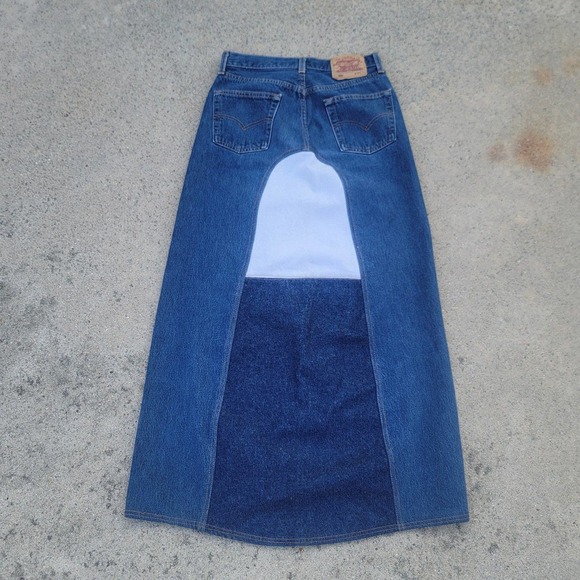 Levi's 501 Upcycled Repurposed Button-fly Denim Skirt - Picture 3 of 6